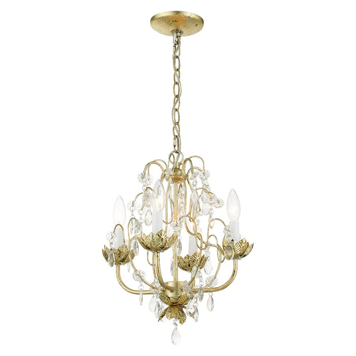 Livex Acanthus 4 Light Chandelier, Winter Gold