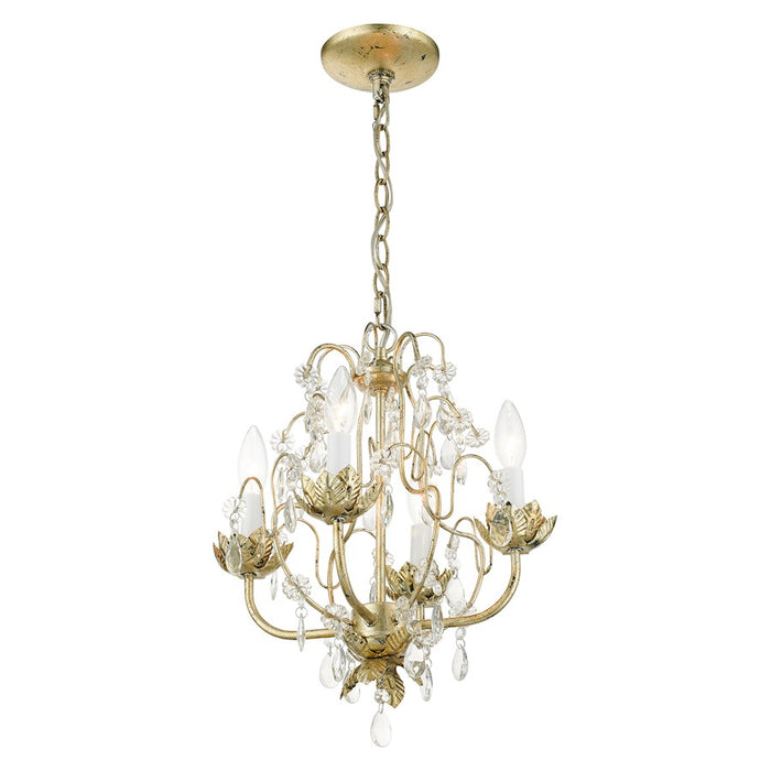 Livex Acanthus 4 Light Chandelier, Winter Gold