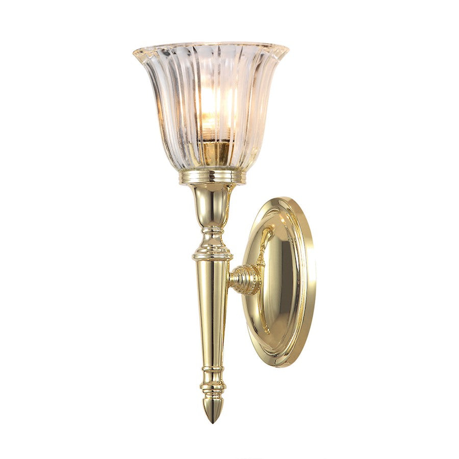 Lucas McKearn Dryden 1Lt 13" Bath/Vanity, Polished Brass/Clear - BB-DRYDEN1-PB