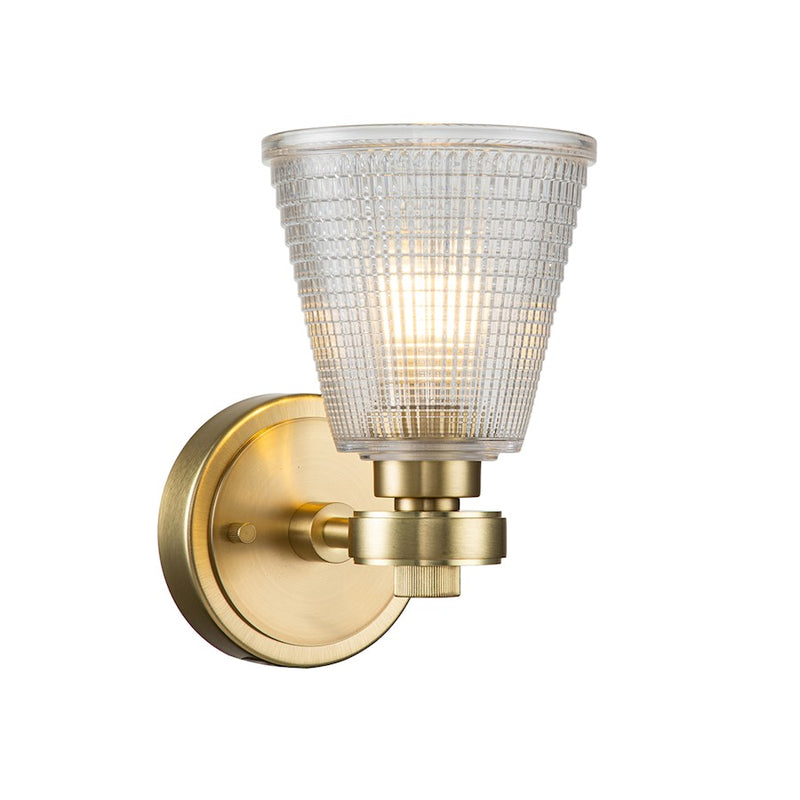 Lucas McKearn Gunnislake 1Lt Bath/Vanity, Brushed Brass/Clear
