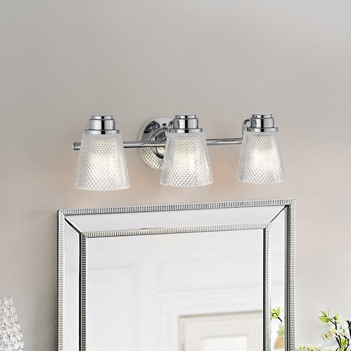 Lucas McKearn Hudson 3 Light Bath/Vanity, Polished Chrome/Clear