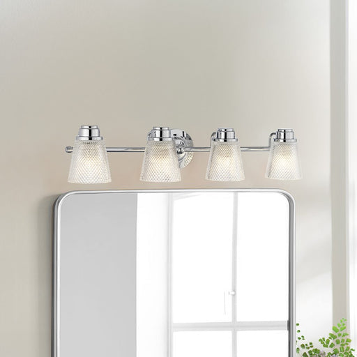 Lucas McKearn Hudson 4 Light Bath/Vanity, Polished Chrome/Clear