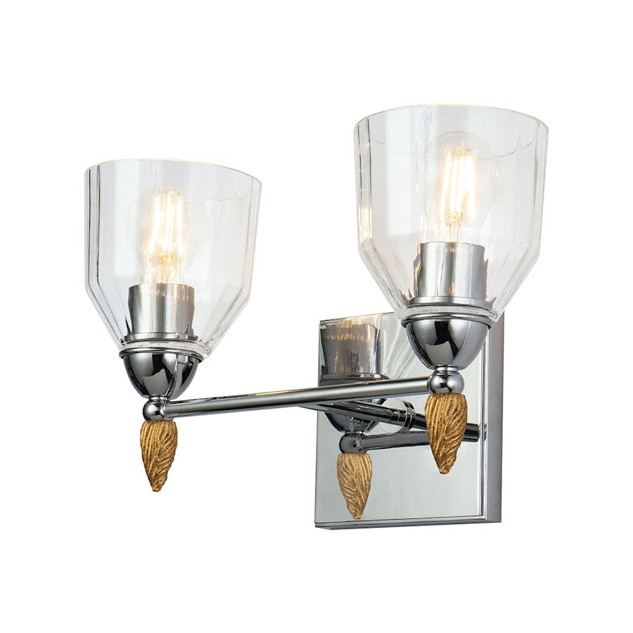 Lucas McKearn Felice 2 Light Bath/Vanity, Chrome/Gold F2 - BB1000PC-2-F2G