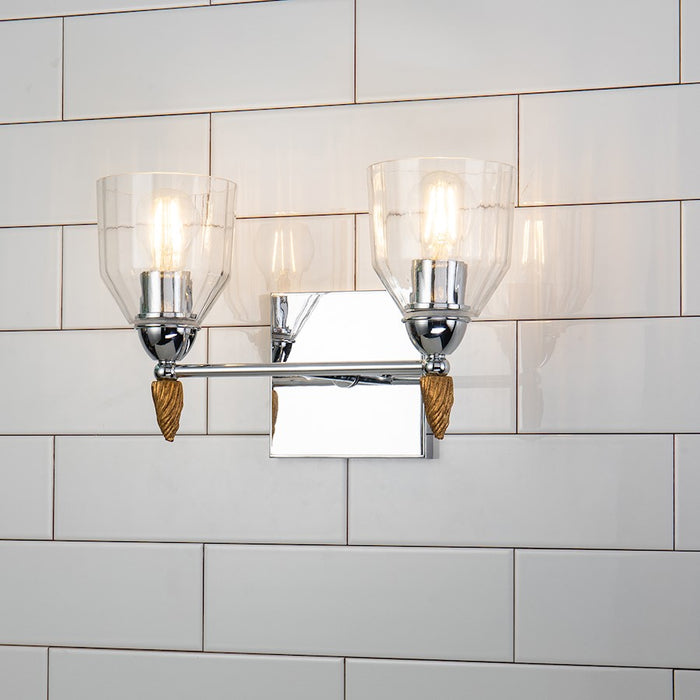 Lucas McKearn Felice 2 Light Bath/Vanity, Chrome/Gold F2