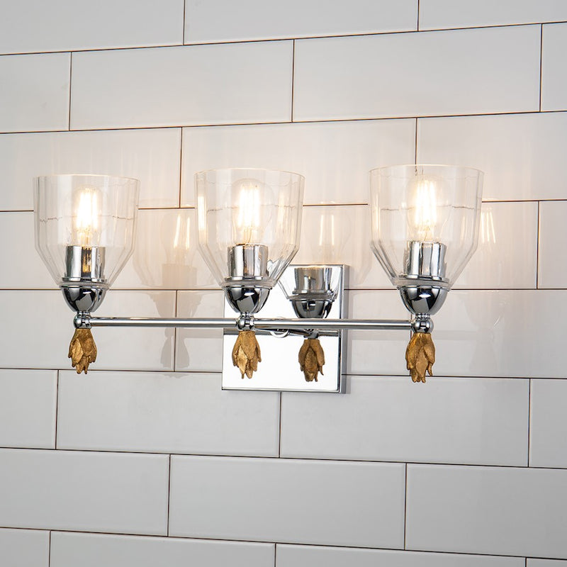 Lucas McKearn Felice 3 Light Bath/Vanity, Chrome/Gold F1