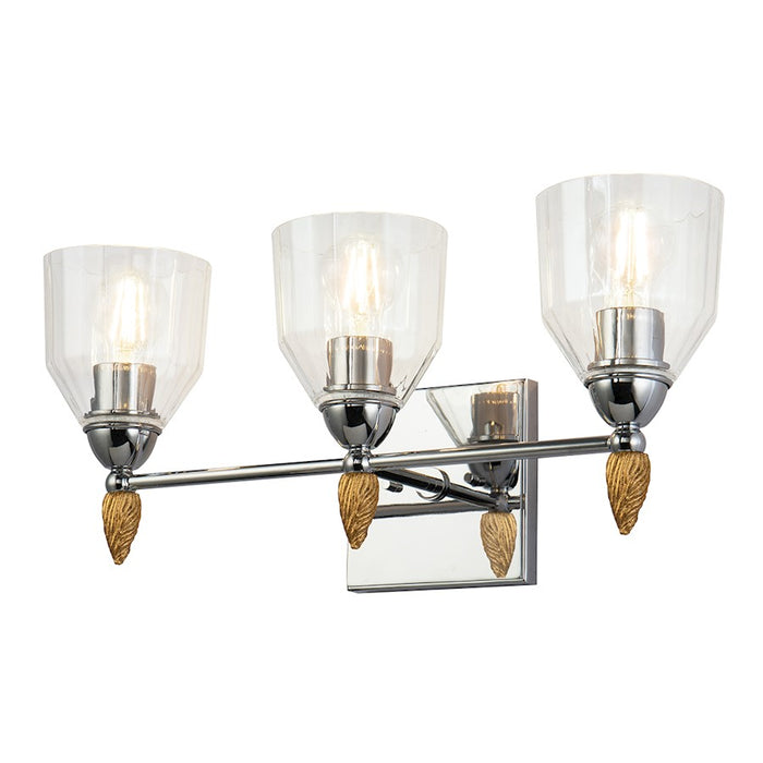 Lucas McKearn Felice 3 Light Bath/Vanity, Chrome/Gold F2 - BB1000PC-3-F2G