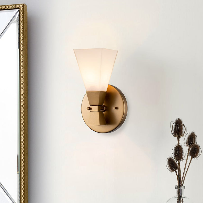 Lucas McKearn Bowtie 1 Light Bath/Vanity, Laquered Gold/Opal Etched