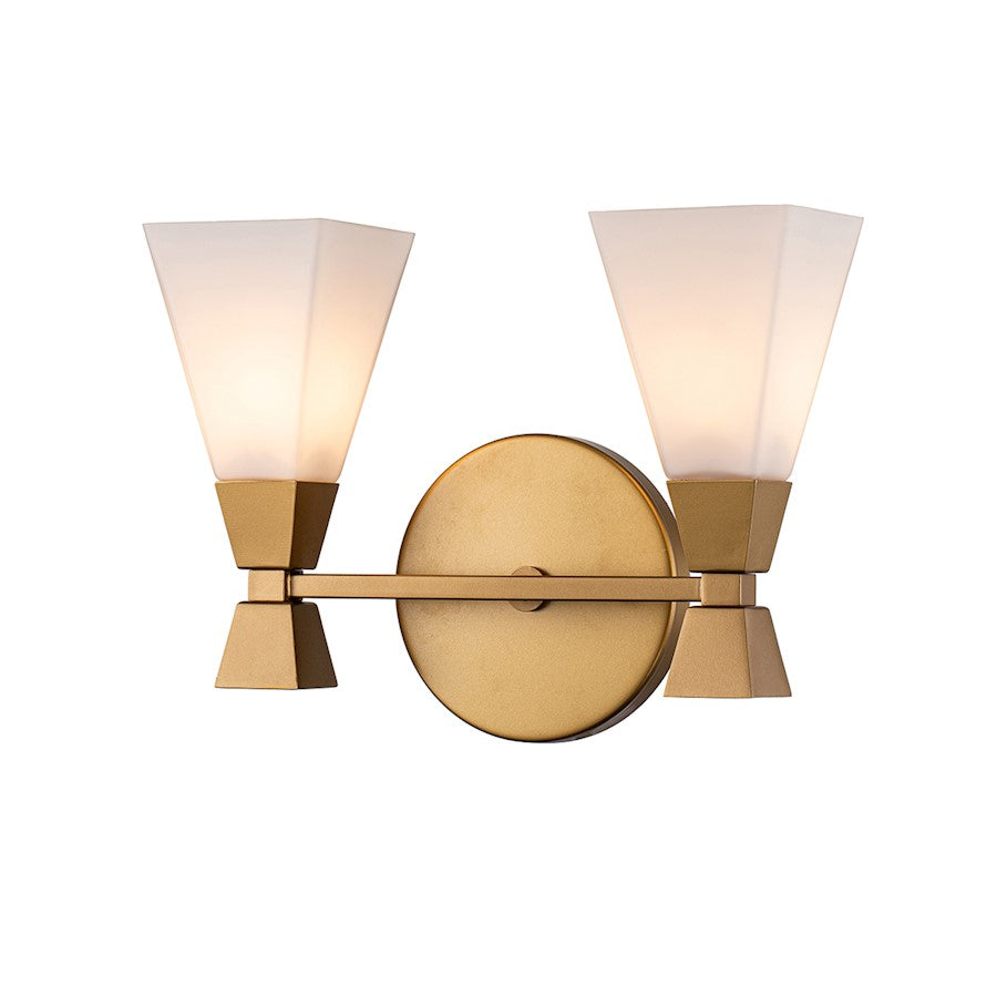 Lucas McKearn Bowtie 2 Light Bath/Vanity, Laquered Gold/Opal Etched - BB1004LG-2