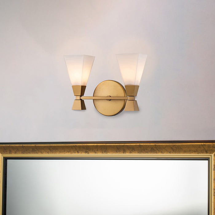 Lucas McKearn Bowtie 2 Light Bath/Vanity, Laquered Gold/Opal Etched