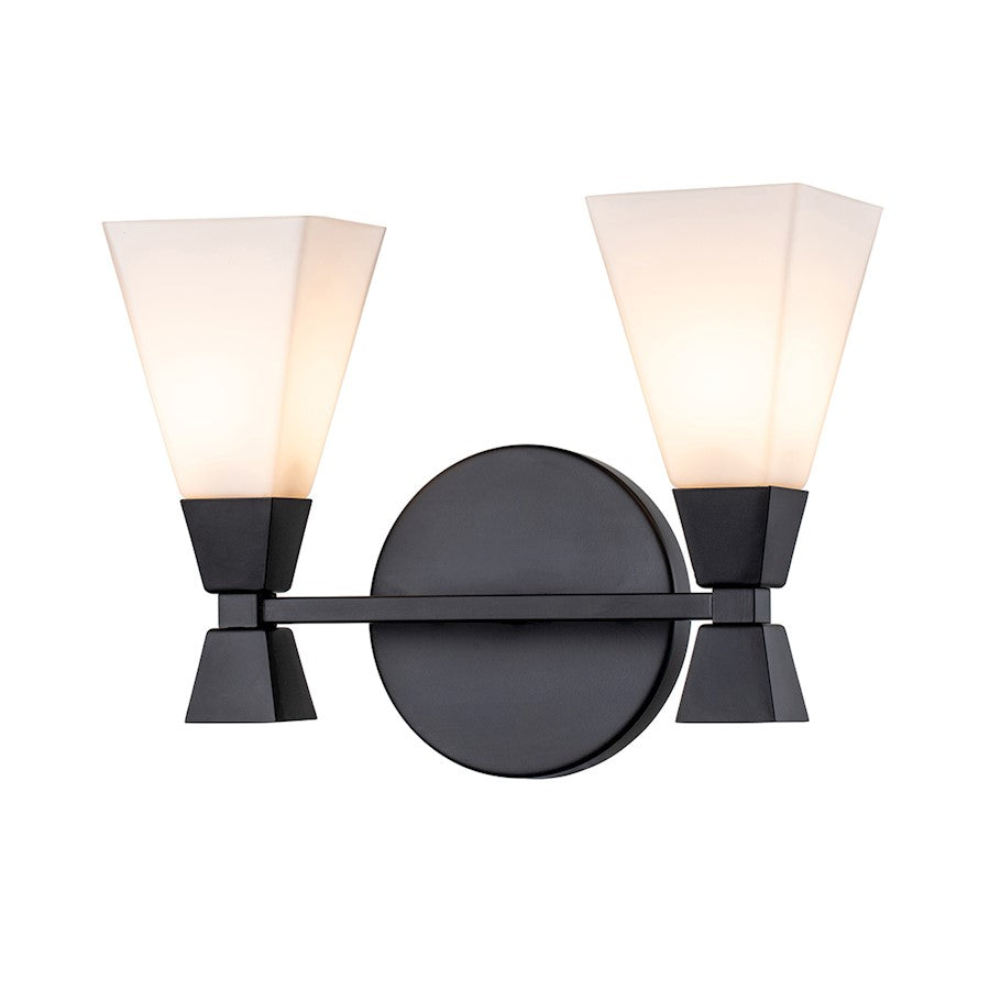 Lucas McKearn Bowtie 2 Light Bath/Vanity, Matte Black/Opal Etched - BB1004MB-2