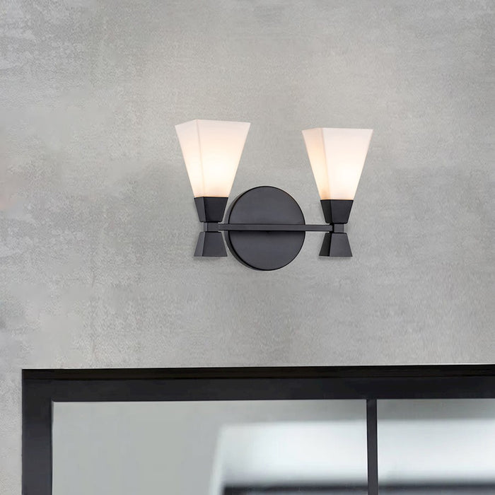 Lucas McKearn Bowtie 2 Light Bath/Vanity, Matte Black/Opal Etched