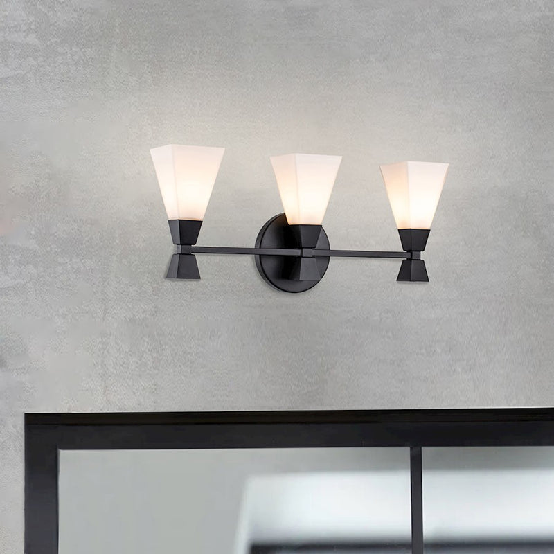 Lucas McKearn Bowtie 3 Light Bath/Vanity, Matte Black/Opal Etched