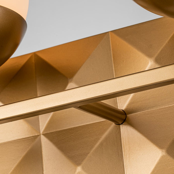Lucas McKearn Deco 2 Light Bath/Vanity, Laquered Gold/Opal Etched