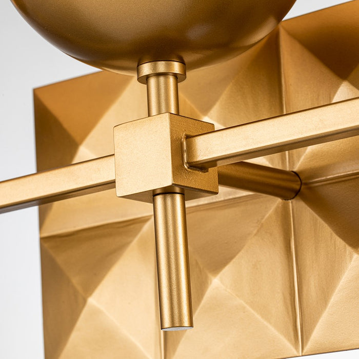 Lucas McKearn Deco 3 Light Bath/Vanity, Laquered Gold/Opal Etched