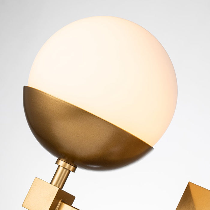 Lucas McKearn Deco 3 Light Bath/Vanity, Laquered Gold/Opal Etched
