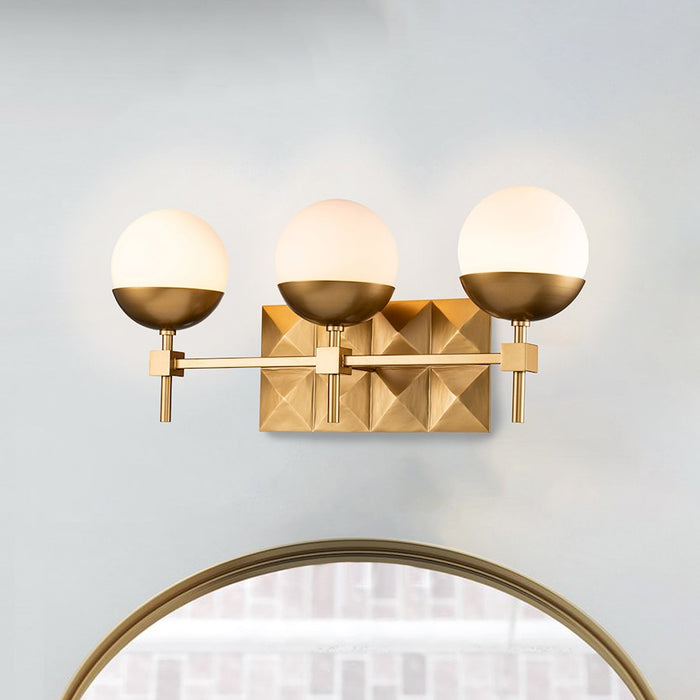 Lucas McKearn Deco 3 Light Bath/Vanity, Laquered Gold/Opal Etched