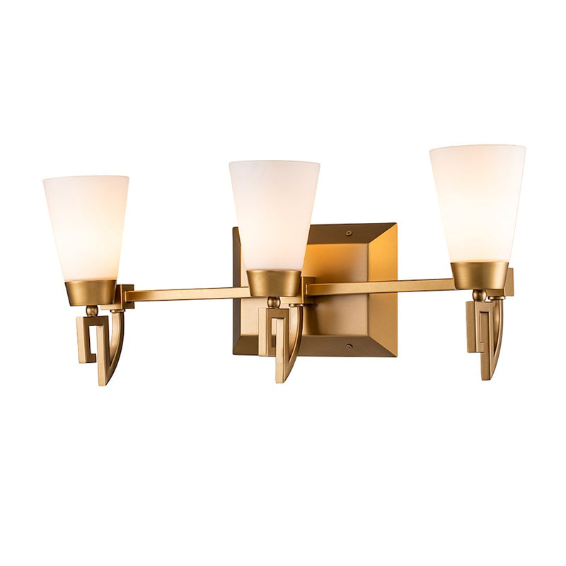 Lucas McKearn Lemuria 3Lt Bath/Vanity, Laquered Gold/Opal Etched - BB1006LG-3