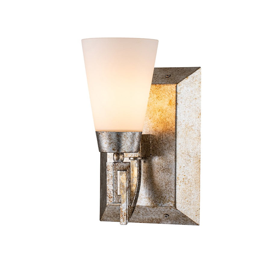 Lucas McKearn Lemuria 1 Light Bath/Vanity, Silver Leaf/Opal Etched - BB1006S-1