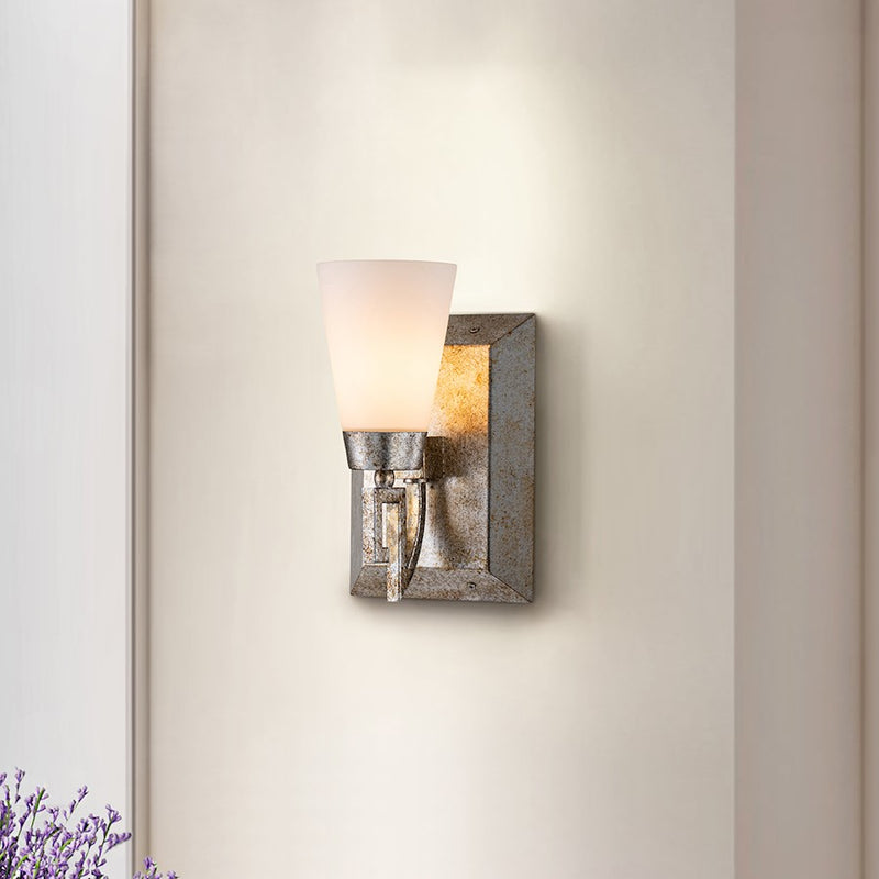 Lucas McKearn Lemuria 1 Light Bath/Vanity, Silver Leaf/Opal Etched