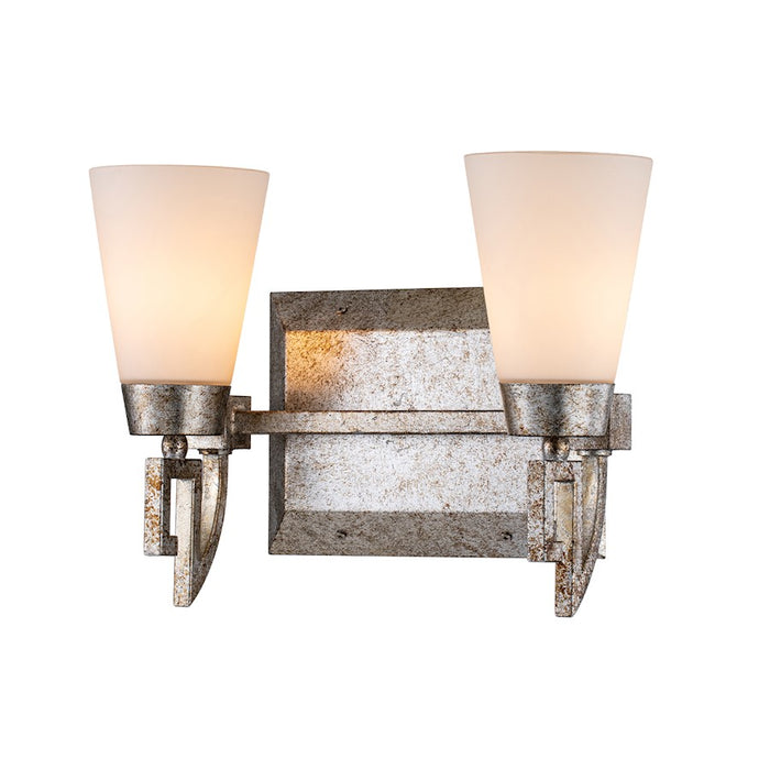 Lucas McKearn Lemuria 2 Light Bath/Vanity, Silver Leaf/Opal Etched - BB1006S-2