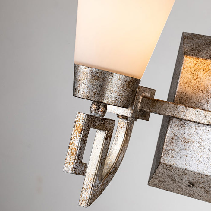 Lucas McKearn Lemuria 2 Light Bath/Vanity, Silver Leaf/Opal Etched