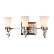 Lucas McKearn Lemuria 3 Light Bath/Vanity, Silver Leaf/Opal Etched - BB1006S-3
