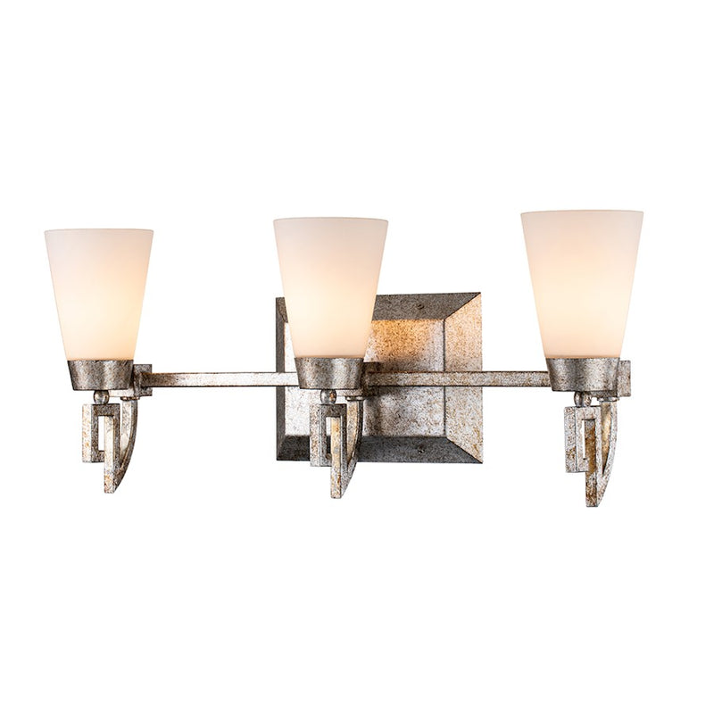 Lucas McKearn Lemuria 3 Light Bath/Vanity, Silver Leaf/Opal Etched - BB1006S-3