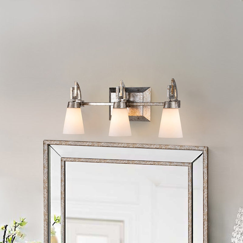 Lucas McKearn Lemuria 3 Light Bath/Vanity, Silver Leaf/Opal Etched