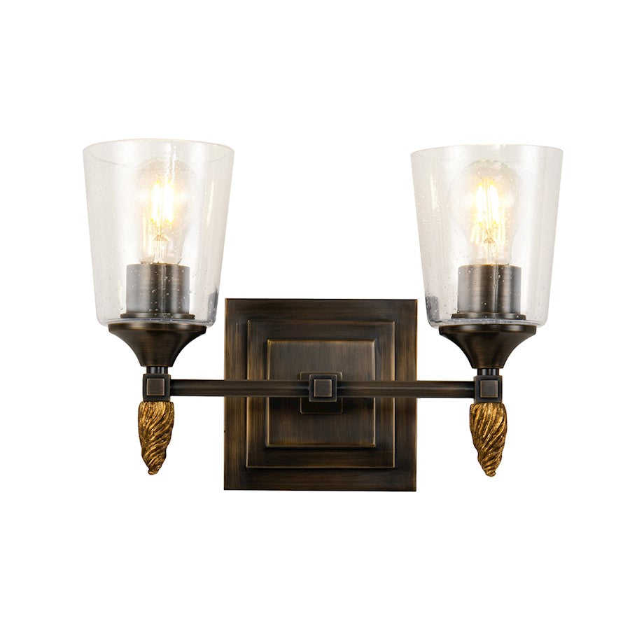 Lucas McKearn Vetiver 2 Light Bath/Vanity, Dark Bronze/Gold F2 - BB1022DB-2-F2G