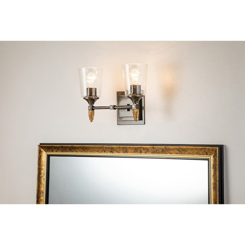 Lucas McKearn Vetiver 2 Light Bath/Vanity, Dark Bronze/Gold F2