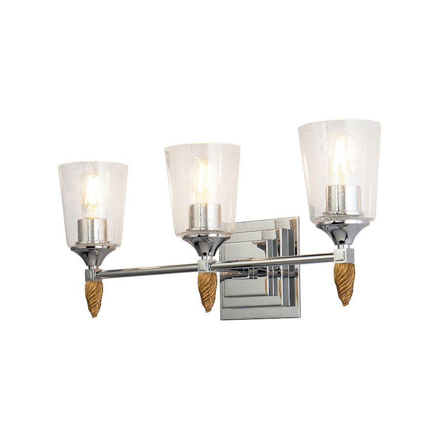 Lucas McKearn Vetiver 3 Light Bath/Vanity, Chrome/Gold F2 - BB1022PC-3-F2G