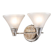 Lucas McKearn Lemoine 2 Light Bath/Vanity, Silver Leaf/Clear Etched - BB1114S-2