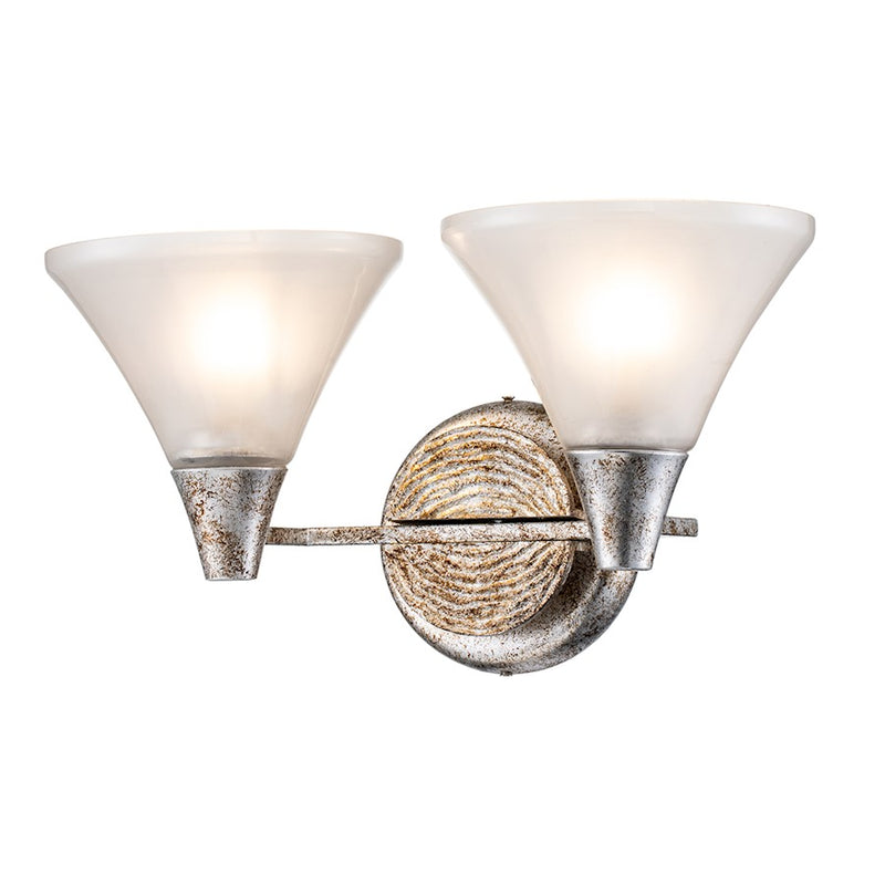 Lucas McKearn Lemoine 2 Light Bath/Vanity, Silver Leaf/Clear Etched - BB1114S-2