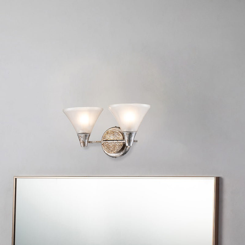 Lucas McKearn Lemoine 2 Light Bath/Vanity, Silver Leaf/Clear Etched