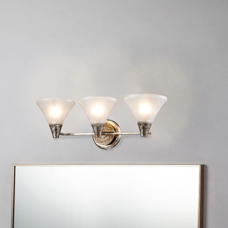 Lucas McKearn Lemoine 3 Light Bath/Vanity, Silver Leaf/Clear Etched