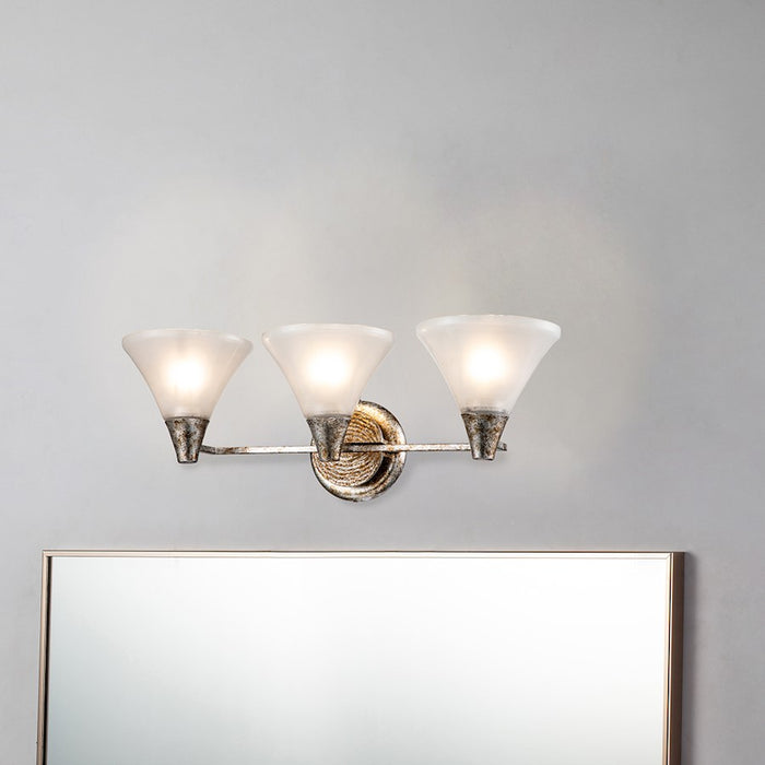 Lucas McKearn Lemoine 3 Light Bath/Vanity, Silver Leaf/Clear Etched