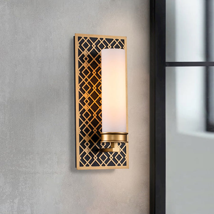 Lucas McKearn Ziggy 1 Light Bath/Vanity, Laquered Gold/Opal Etched