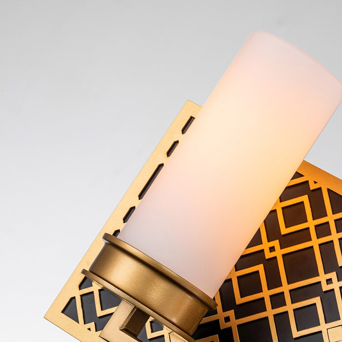 Lucas McKearn Ziggy 2 Light Bath/Vanity, Laquered Gold/Opal Etched