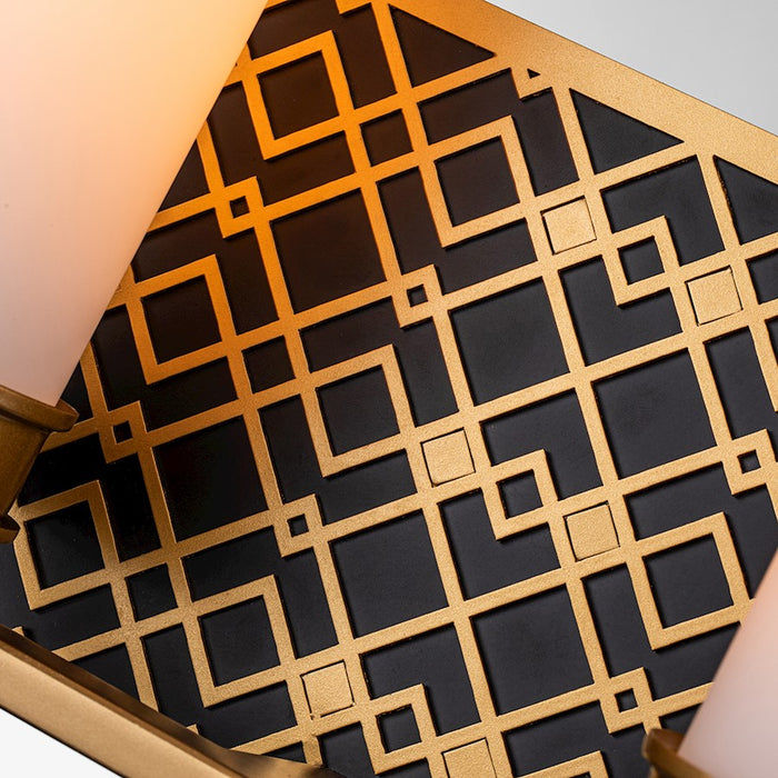 Lucas McKearn Ziggy 2 Light Bath/Vanity, Laquered Gold/Opal Etched