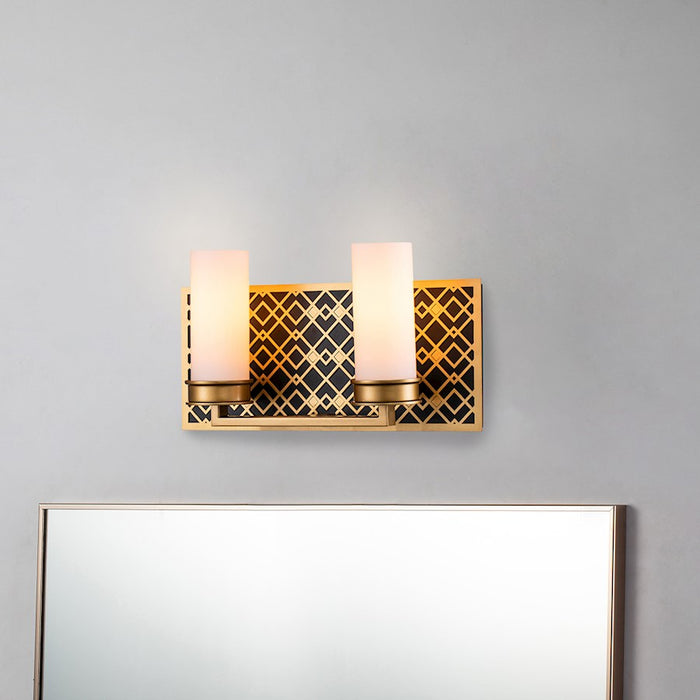 Lucas McKearn Ziggy 2 Light Bath/Vanity, Laquered Gold/Opal Etched