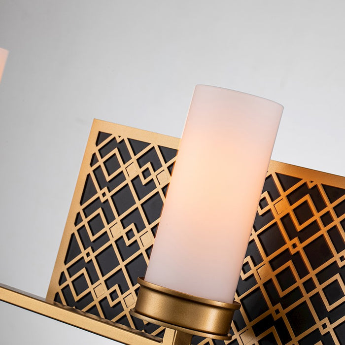 Lucas McKearn Ziggy 3 Light Bath/Vanity, Laquered Gold/Opal Etched