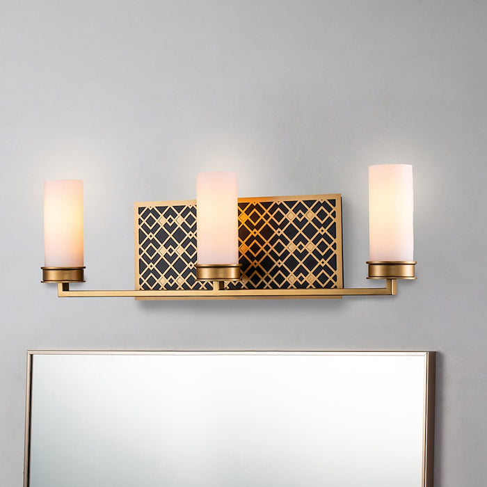 Lucas McKearn Ziggy 3 Light Bath/Vanity, Laquered Gold/Opal Etched