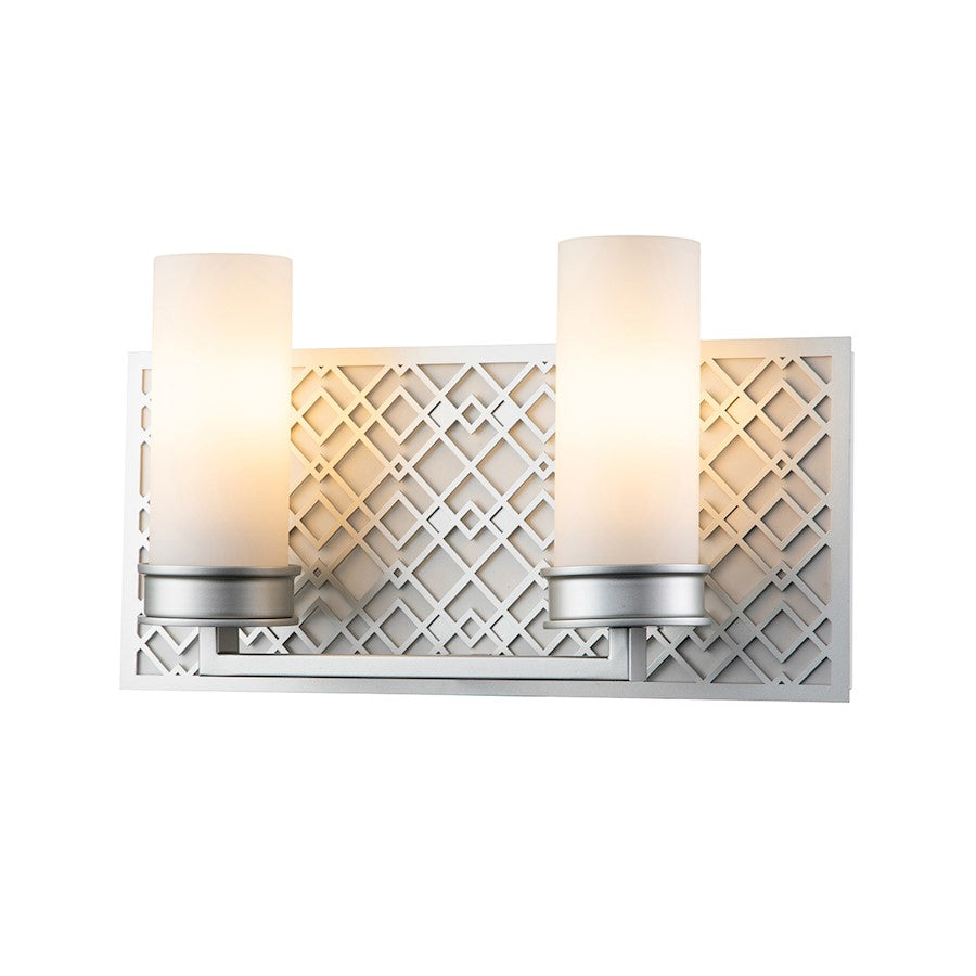 Lucas McKearn Ziggy 2Lt Bath/Vanity, Laquered Silver/Opal Etched - BB1185LS-2