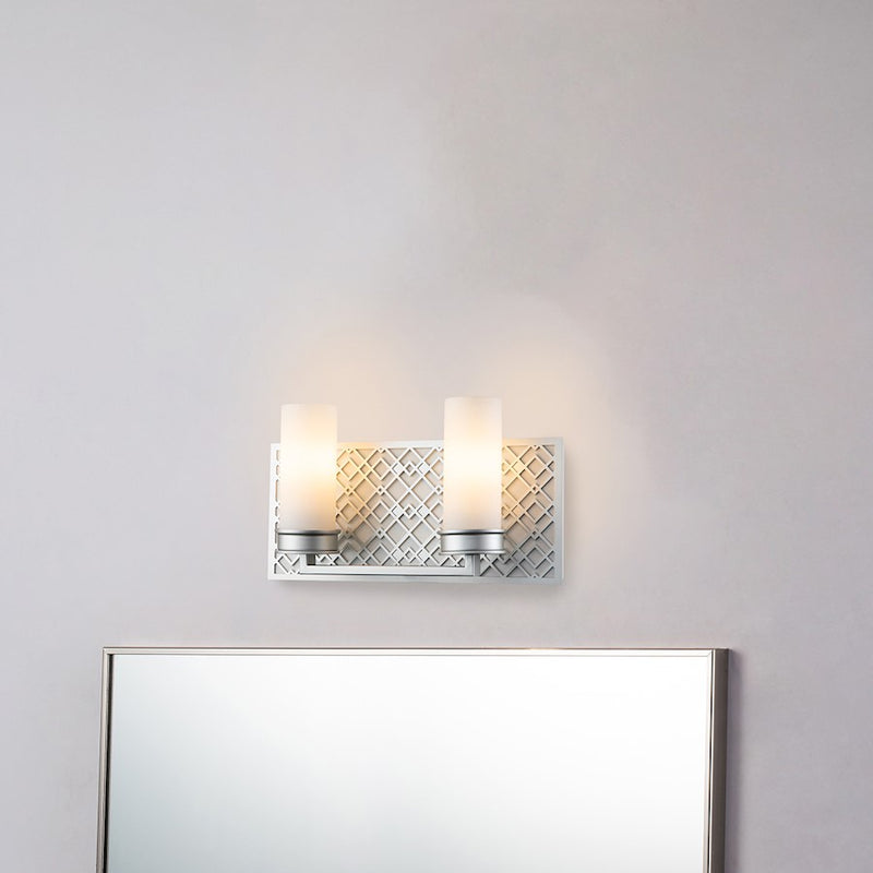 Lucas McKearn Ziggy 2Lt Bath/Vanity, Laquered Silver/Opal Etched
