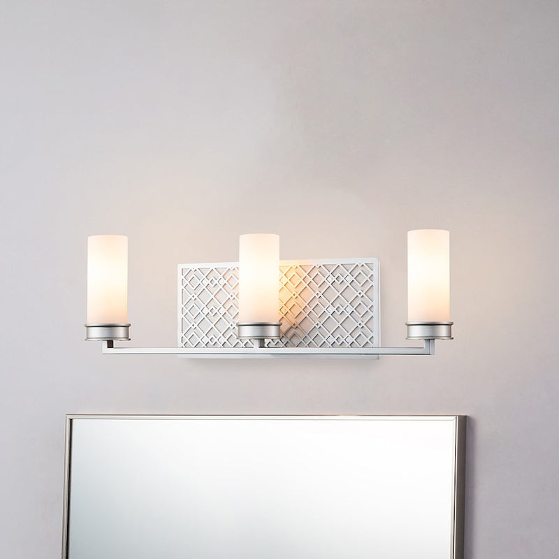 Lucas McKearn Ziggy 3Lt Bath/Vanity, Laquered Silver/Opal Etched