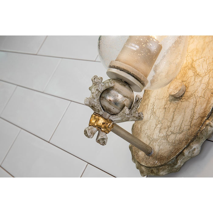 Lucas McKearn Trellis 1Lt Wall Sconce, Putty Patina/Silver Orb