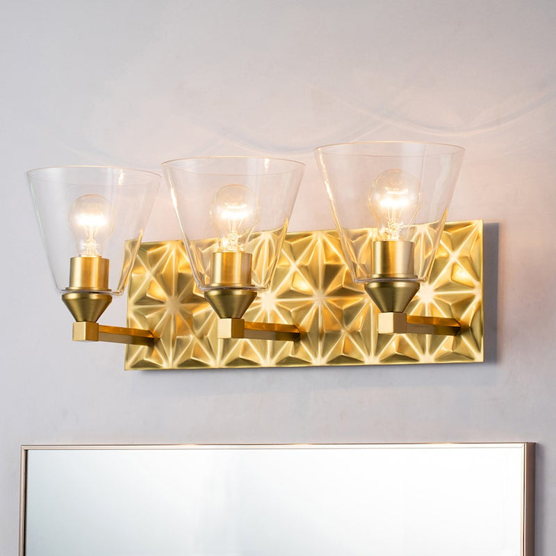 Lucas McKearn Alpha 3 Light Bath/Vanity, Aged Brass