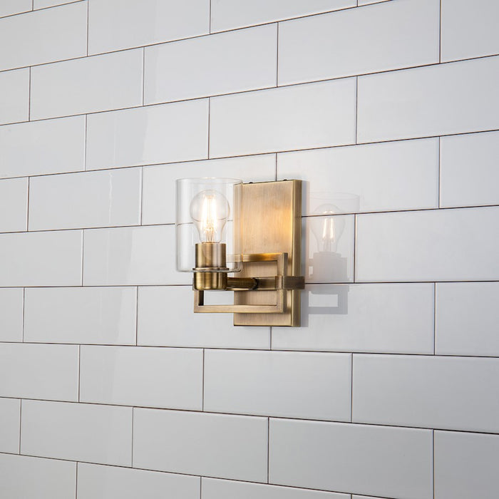 Lucas McKearn Estes 1 Light Wall Sconce, Antique Brass