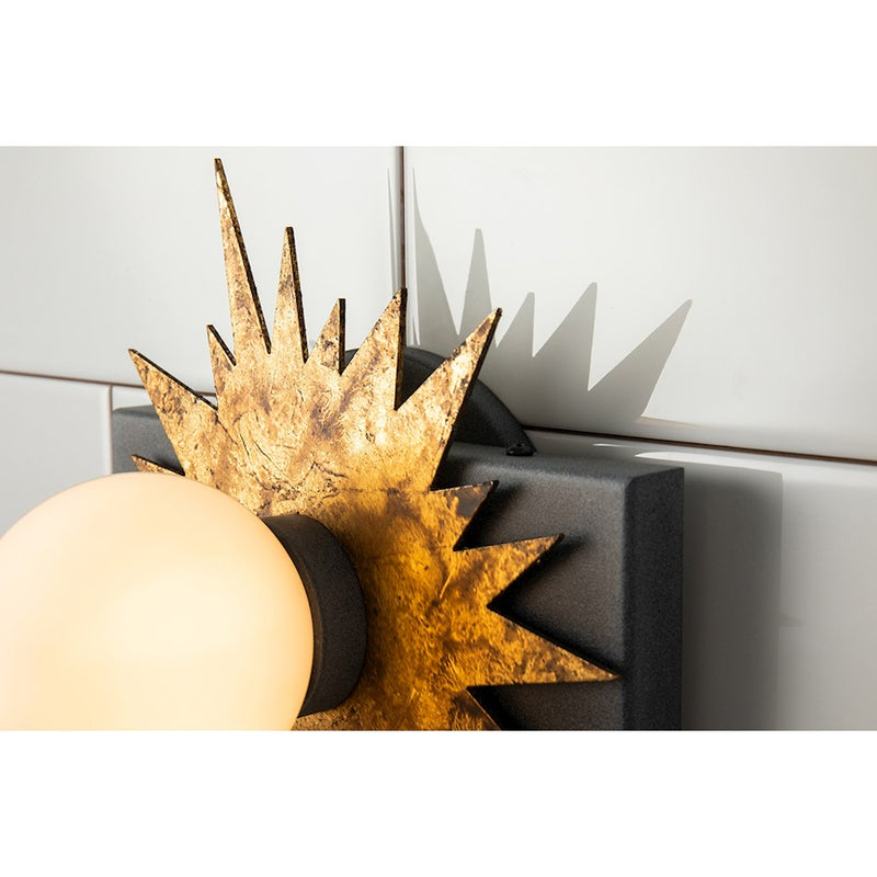 Lucas McKearn Soleil 1 Light Wall Sconce, Weathered Zinc/Gold