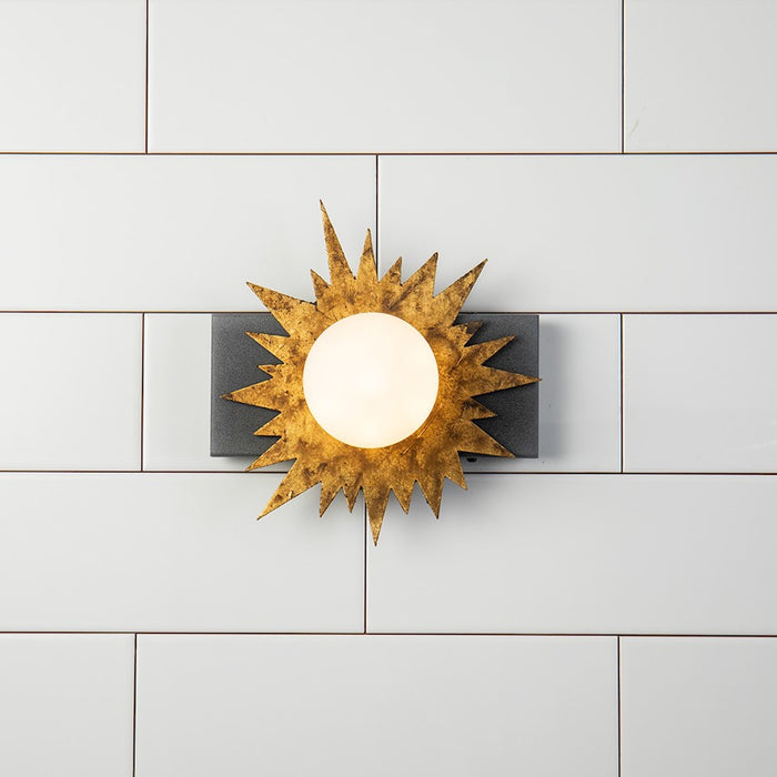 Lucas McKearn Soleil 1 Light Wall Sconce, Weathered Zinc/Gold